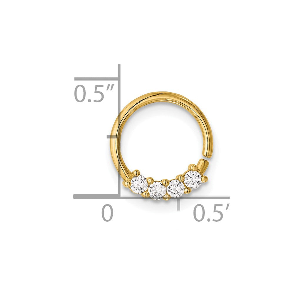 14K Gelbgold Poliert Zirkonia Cartilage Ring