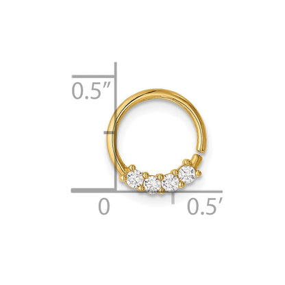 14K Gelbgold Poliert Zirkonia Cartilage Ring