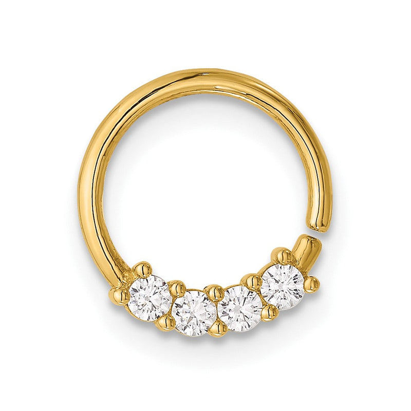 14K Gelbgold Poliert Zirkonia Cartilage Ring