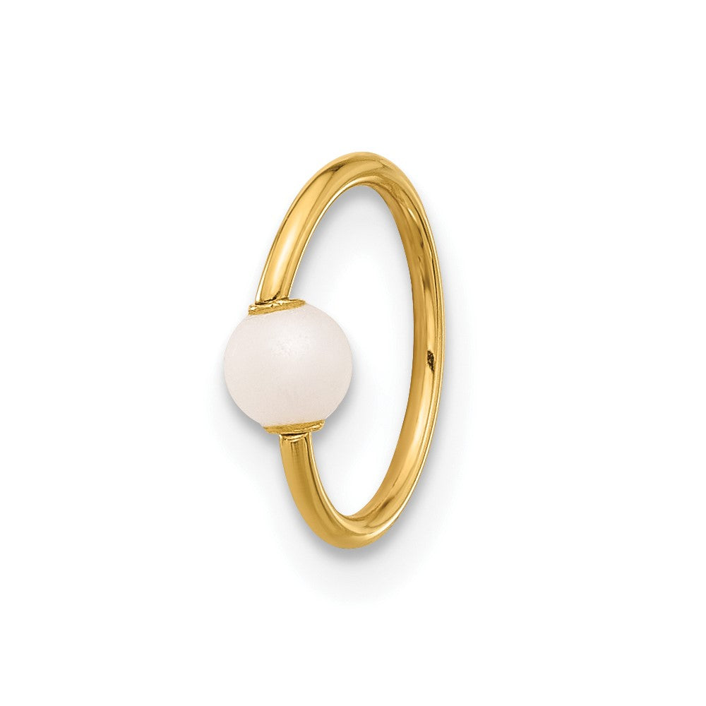 14K Gelbgold Poliert Imitat Perle Cartilage Ring