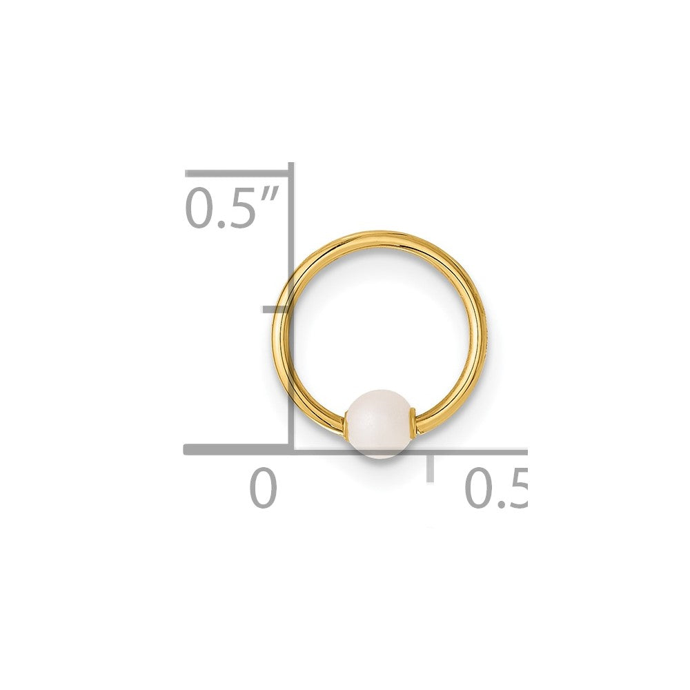 14K Gelbgold Poliert Imitat Perle Cartilage Ring
