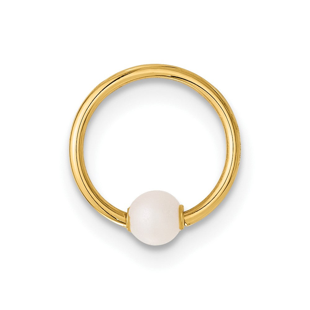 14K Gelbgold Poliert Imitat Perle Cartilage Ring