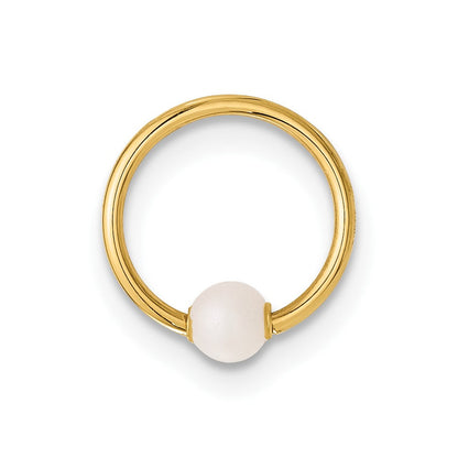 14K Gelbgold Poliert Imitat Perle Cartilage Ring