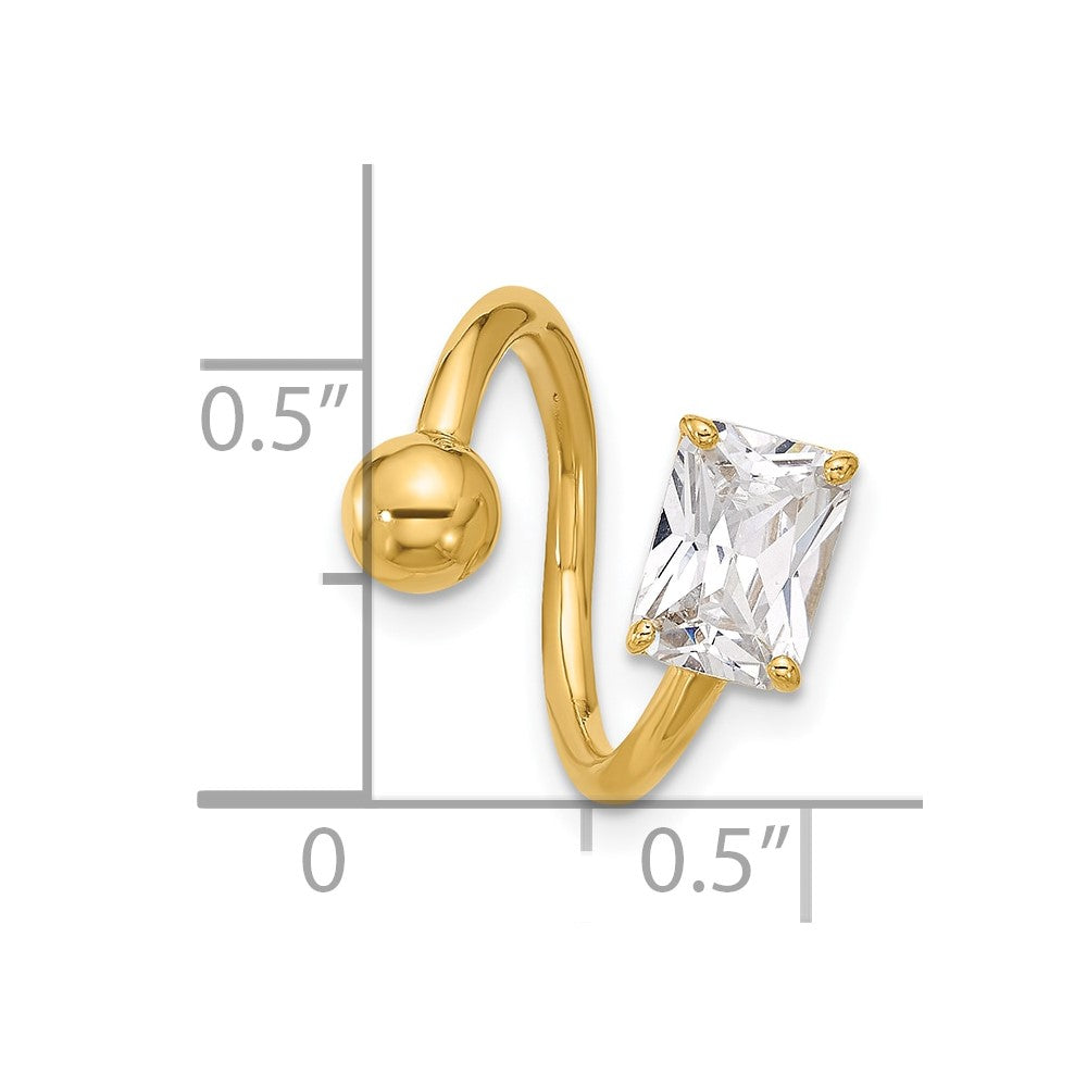 14K Gelbgold Poliert Zirkonia Cartilage Ring
