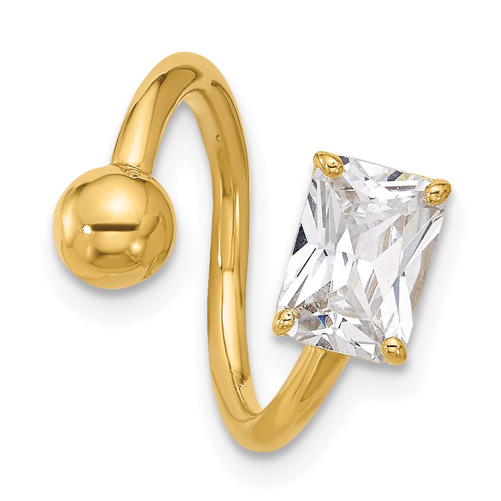 14K Gelbgold Poliert Zirkonia Cartilage Ring