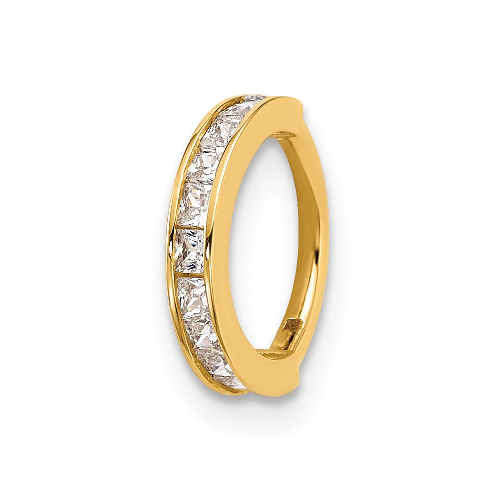 14K Gelbgold Poliert Zirkonia Klappbar Cartilage Ring