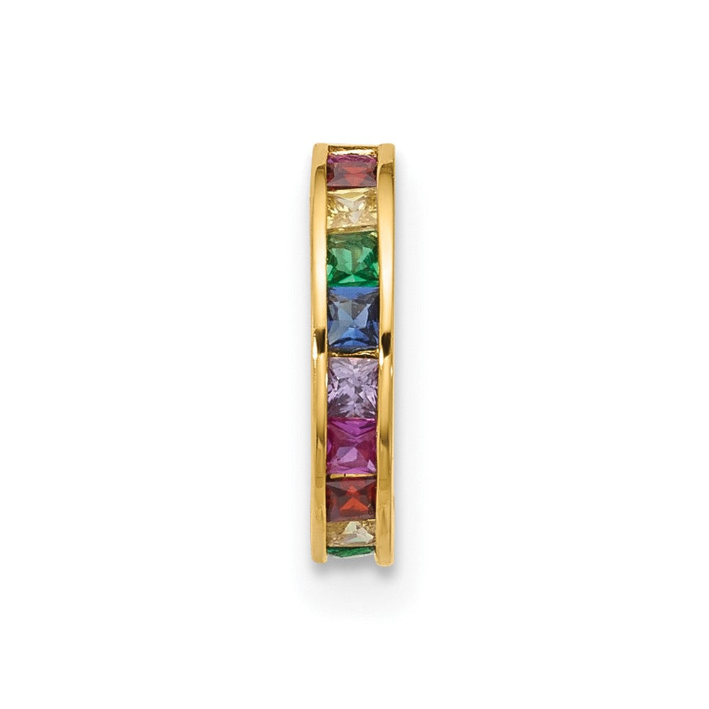 14K Gelbgold Poliert Regenbogen Zirkonia Klappbar Cartilage Ring
