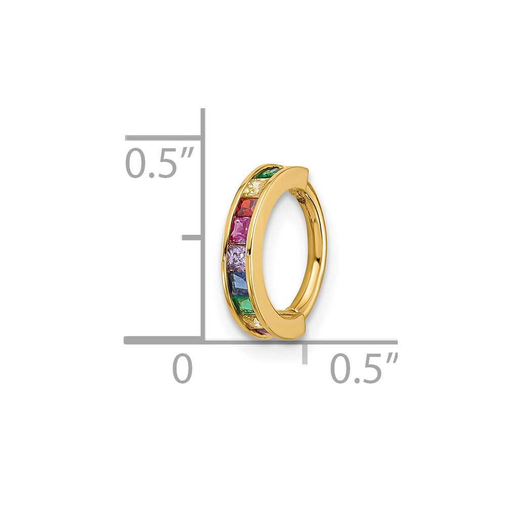 14K Gelbgold Poliert Regenbogen Zirkonia Klappbar Cartilage Ring
