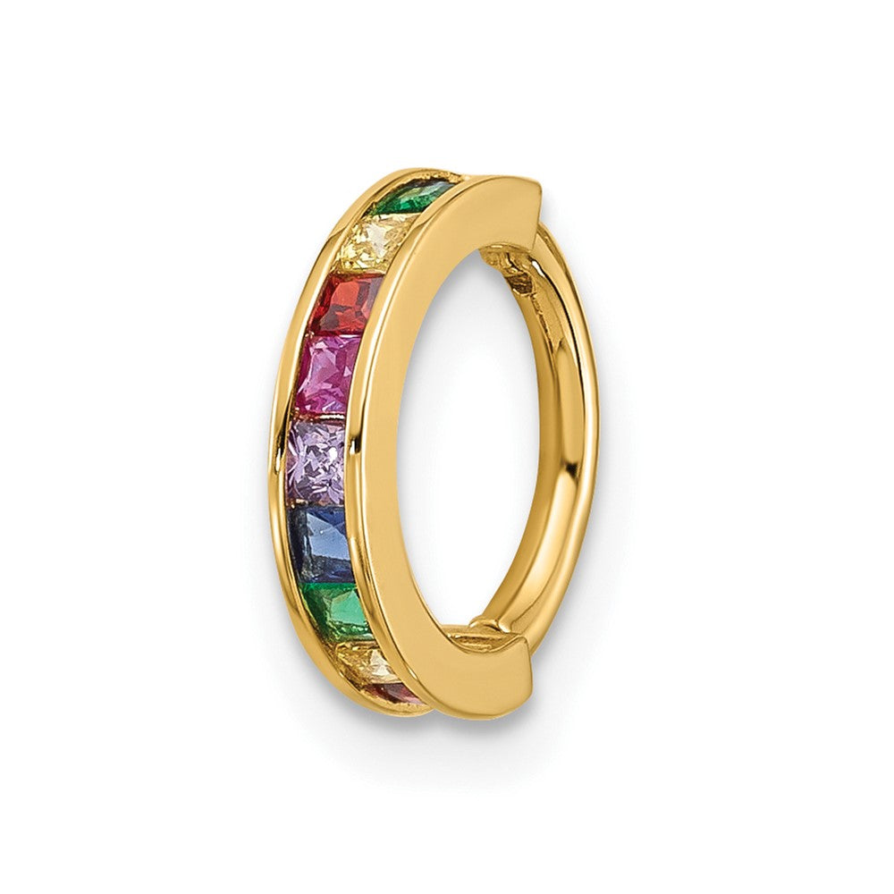 14K Gelbgold Poliert Regenbogen Zirkonia Klappbar Cartilage Ring