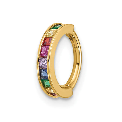 14K Gelbgold Poliert Regenbogen Zirkonia Klappbar Cartilage Ring