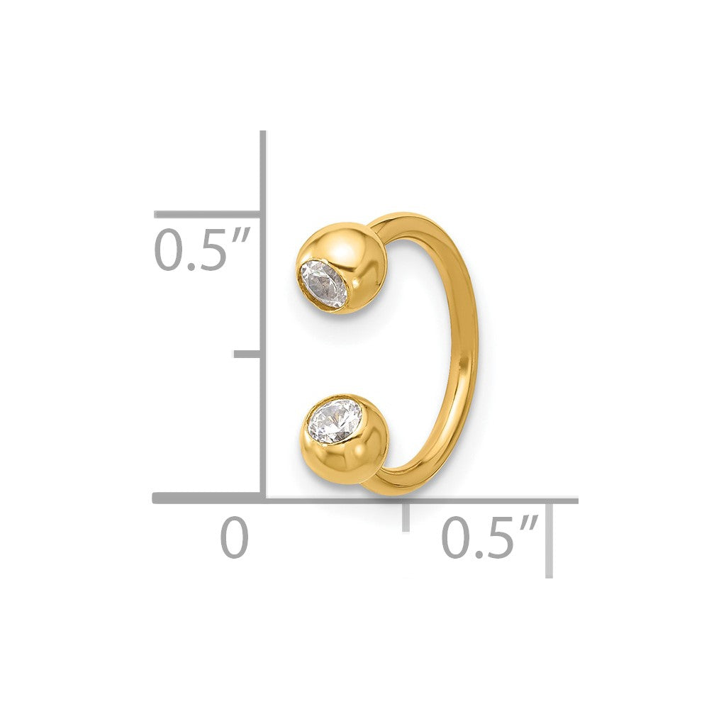 14K Gelbgold Poliert 4mm Zirkonia Cartilage Ring