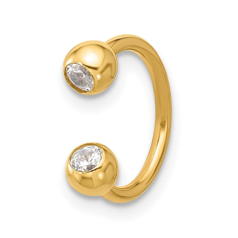 14K Gelbgold Poliert 4mm Zirkonia Cartilage Ring