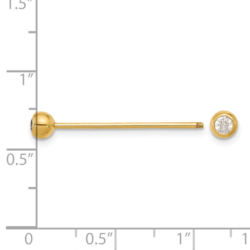 14K Gelbgold Poliert Zirkonia Industrial Body Schmuck