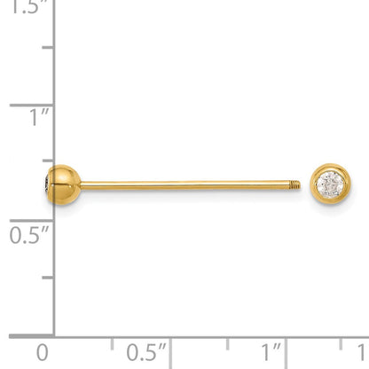 14K Gelbgold Poliert Zirkonia Industrial Body Schmuck