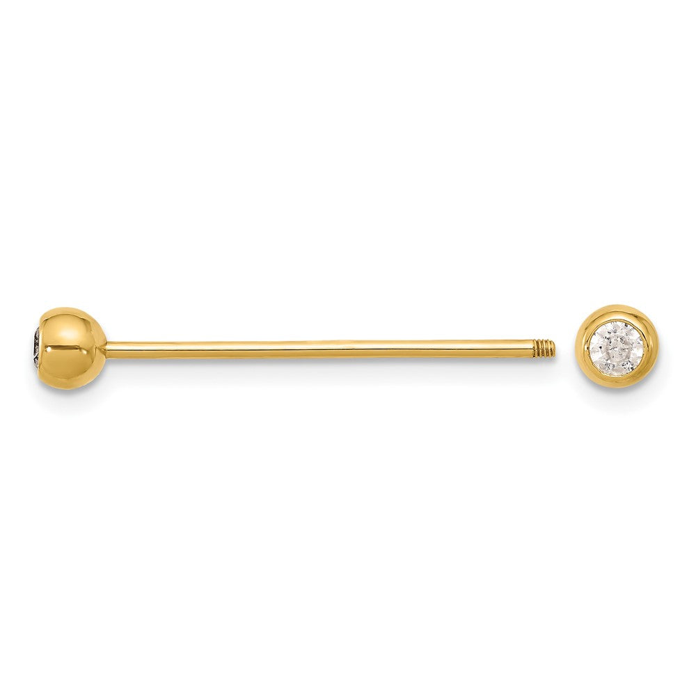 14K Gelbgold Poliert Zirkonia Industrial Body Schmuck