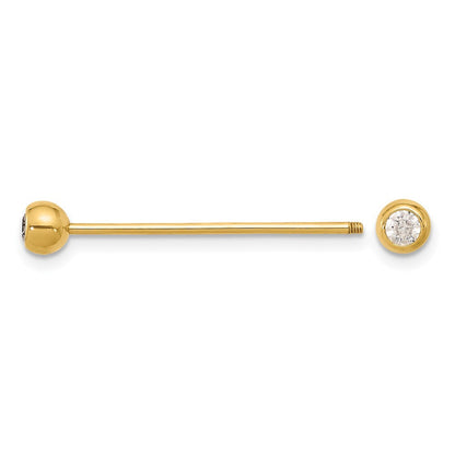14K Gelbgold Poliert Zirkonia Industrial Body Schmuck