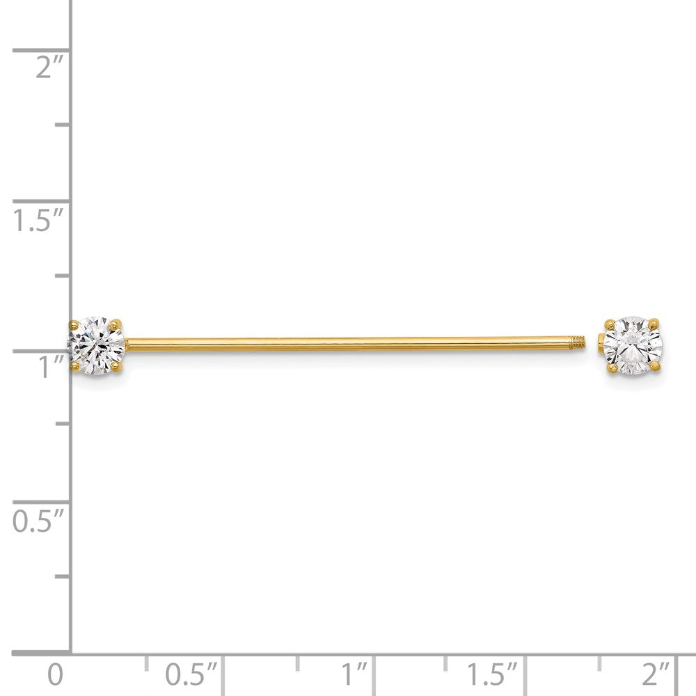 14K Gelbgold Poliert 3mm Zirkonia Industrial Body Schmuck