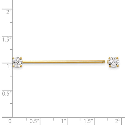 14K Gelbgold Poliert 3mm Zirkonia Industrial Body Schmuck