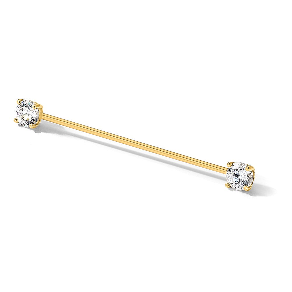 14K Gelbgold Poliert 3mm Zirkonia Industrial Body Schmuck