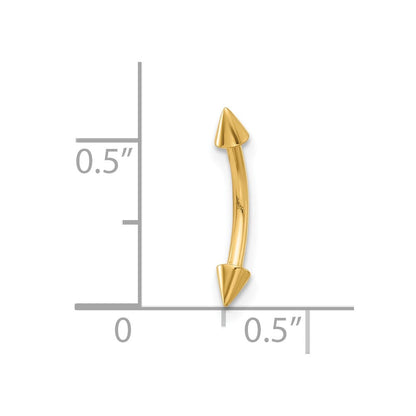 14K Gelbgold Poliert Spiked Eyebrow Ring