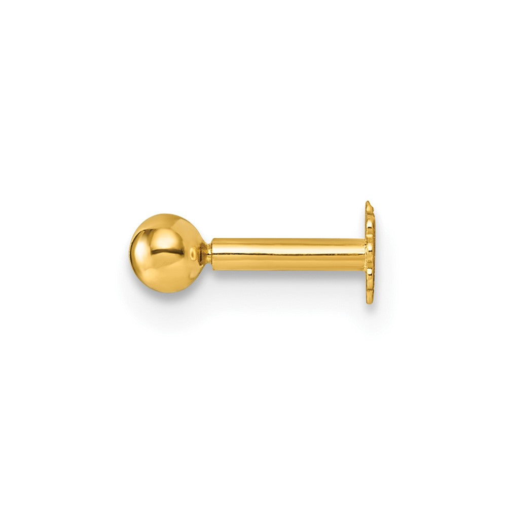 14K Gelbgold Poliert 3mm Kugel Labret Ohrstecker