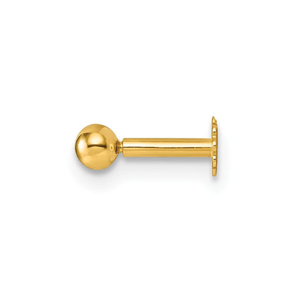 14K Gelbgold Poliert 3mm Kugel Labret Ohrstecker