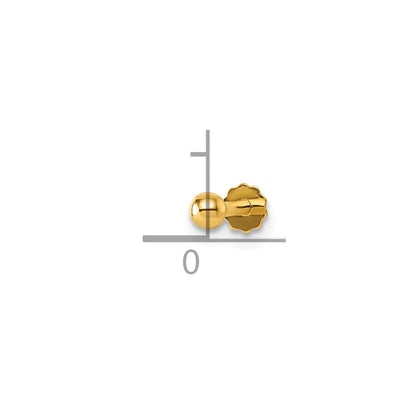 14K Gelbgold Poliert 3mm Kugel Labret Ohrstecker