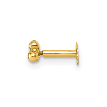 14K Gelbgold Poliert Dreifach Kugel Labret Ohrstecker