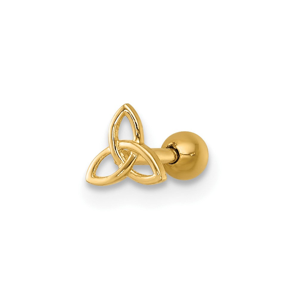 14K Gelbgold Poliert Keltisch Knoten Labret Ohrstecker