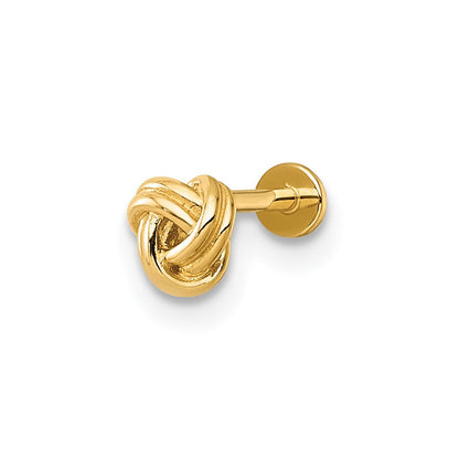 14K Gelbgold Poliert Liebe Knoten Labret Ohrstecker