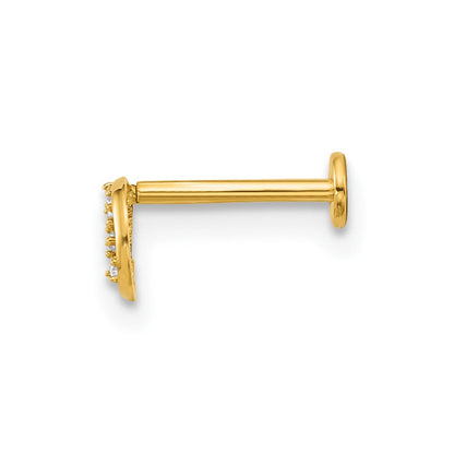 14K Gelbgold Poliert Zirkonia Offen Kreis Labret Ohrstecker
