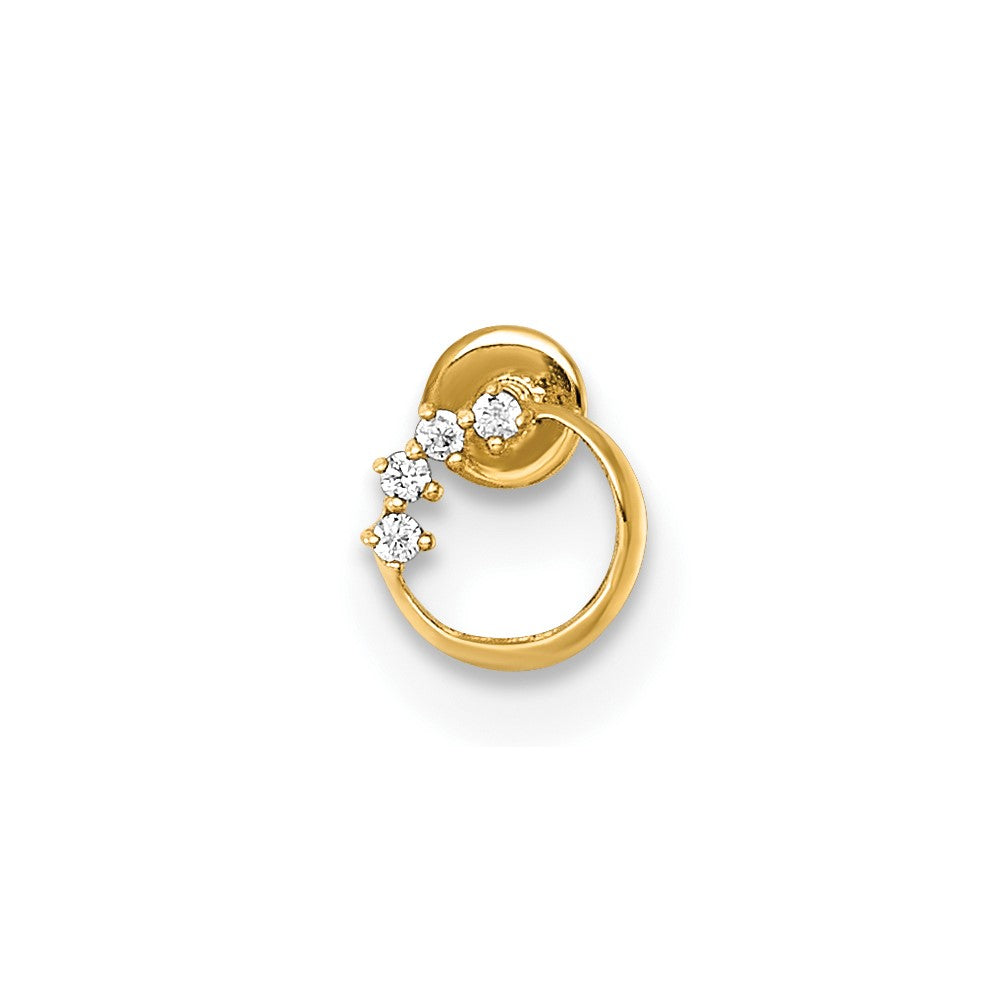 14K Gelbgold Poliert Zirkonia Offen Kreis Labret Ohrstecker