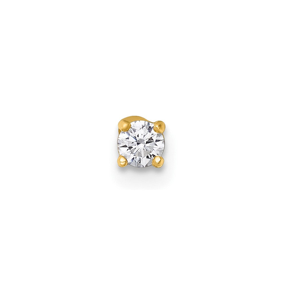 14K Gelbgold Poliert 3.0mm Rund Zirkonia Labret Ohrstecker