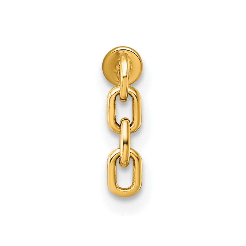 14K Gelbgold Poliert Dangling Ankerkette Glieder Labret Ohrstecker
