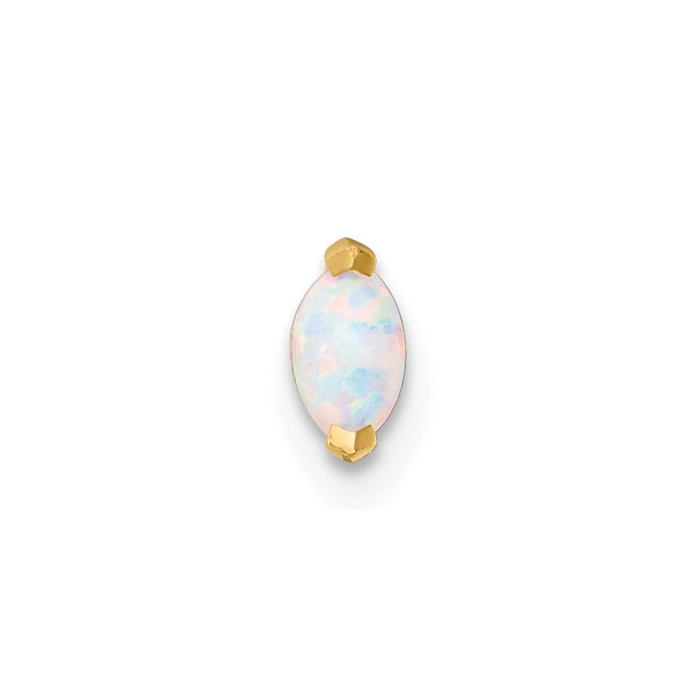 14K Gelbgold Poliert Navette Erzeugt Opal Labret Ohrstecker