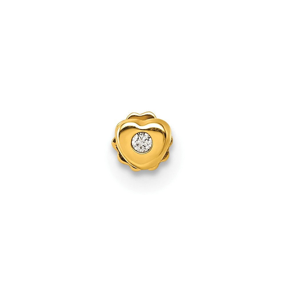 14K Gelbgold Poliert Herz Zirkonia Labret Ohrstecker