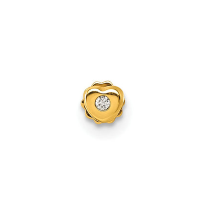 14K Gelbgold Poliert Herz Zirkonia Labret Ohrstecker