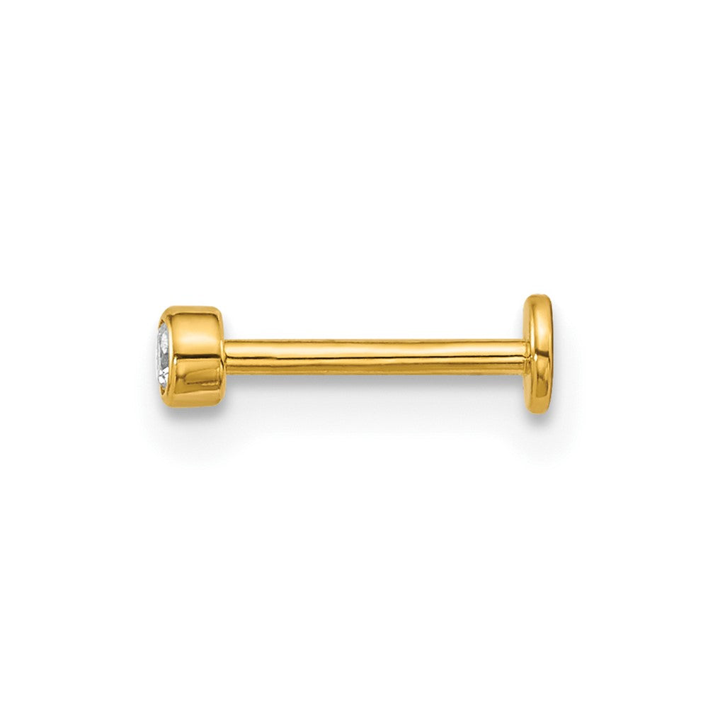 14K Gelbgold Poliert 2.5mm Rund Zirkonia Labret Ohrstecker