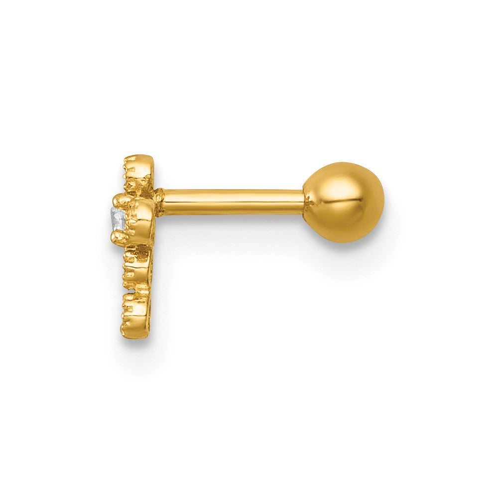 14K Gelbgold Poliert Zirkonia Kreuz Labret Ohrstecker