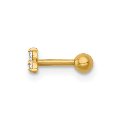 14K Gelbgold Poliert Zirkonia Labret Ohrstecker
