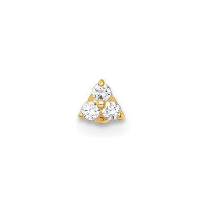 14K Gelbgold Poliert Zirkonia Labret Ohrstecker