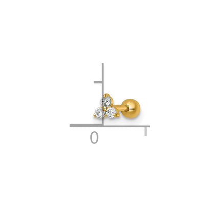 14K Gelbgold Poliert Zirkonia Labret Ohrstecker