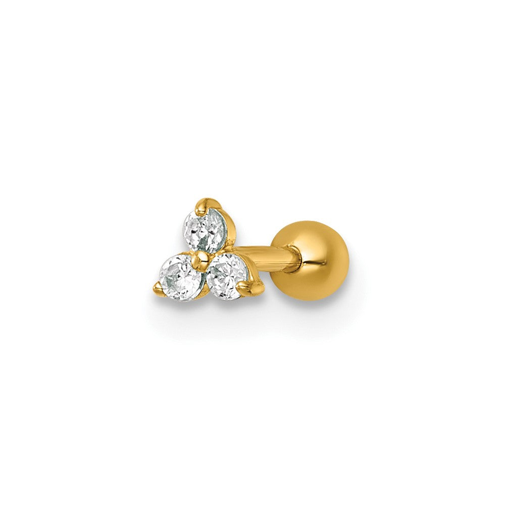 14K Gelbgold Poliert Zirkonia Labret Ohrstecker