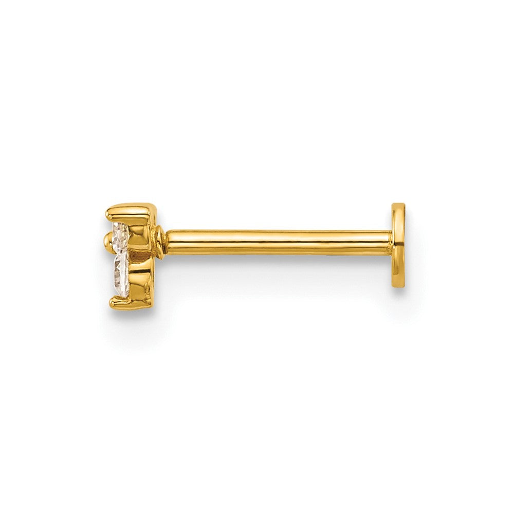 14K Gelbgold Poliert Zirkonia Labret Ohrstecker