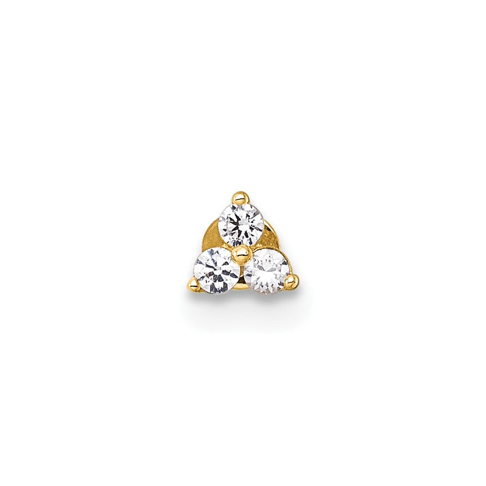 14K Gelbgold Poliert Zirkonia Labret Ohrstecker