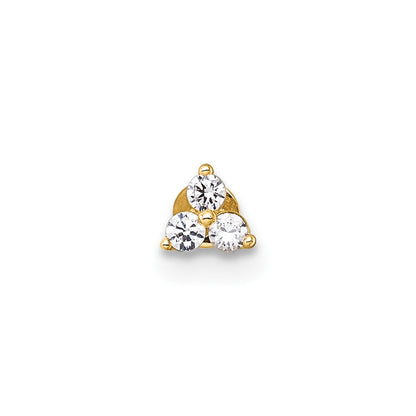 14K Gelbgold Poliert Zirkonia Labret Ohrstecker