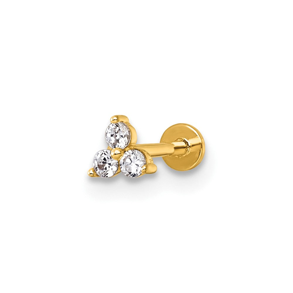 14K Gelbgold Poliert Zirkonia Labret Ohrstecker