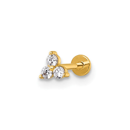 14K Gelbgold Poliert Zirkonia Labret Ohrstecker