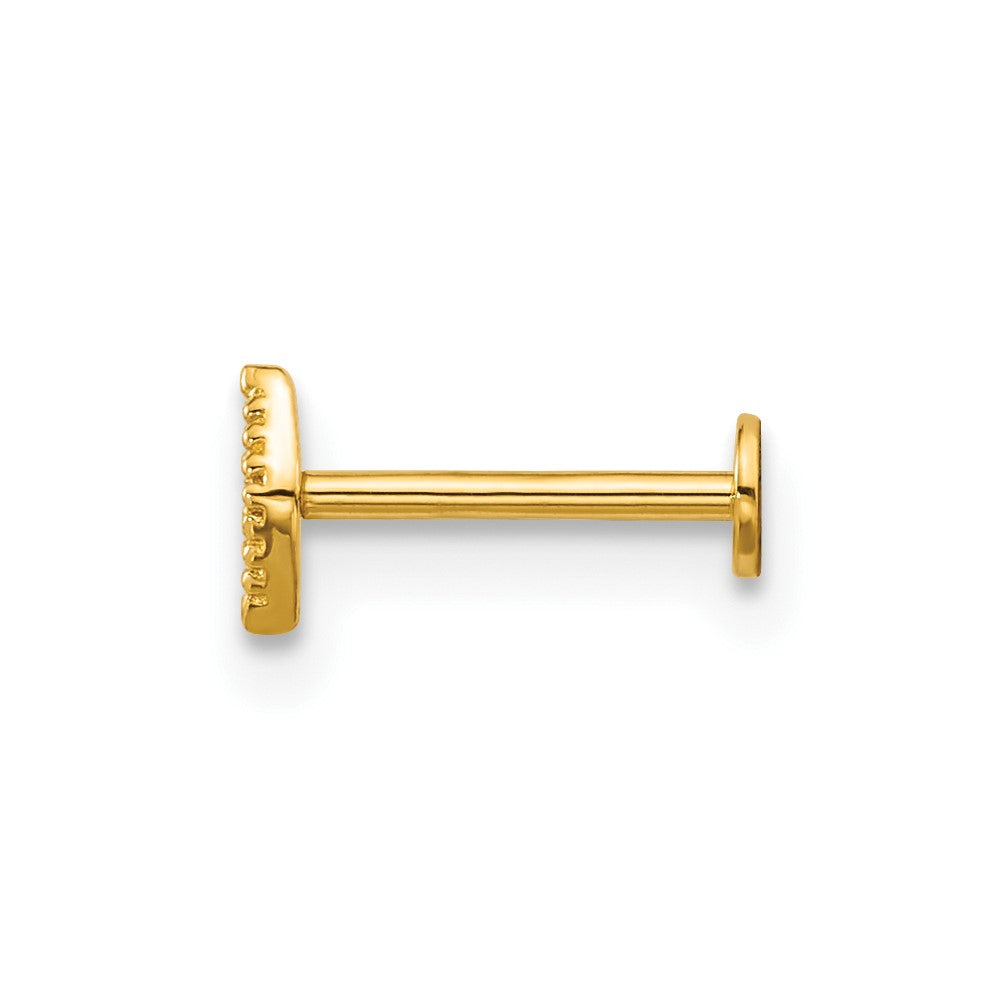 14K Gelbgold Poliert und Strukturiert Zirkonia Navette Labret Ohrstecker