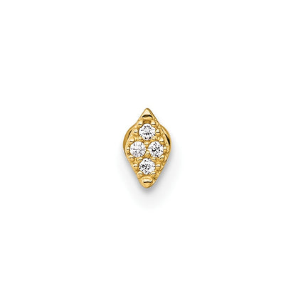 14K Gelbgold Poliert und Strukturiert Zirkonia Navette Labret Ohrstecker